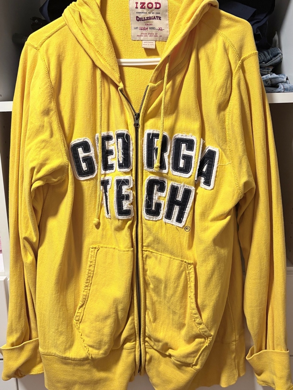 Izod Yellow Georgia Tech Zip Hoodie